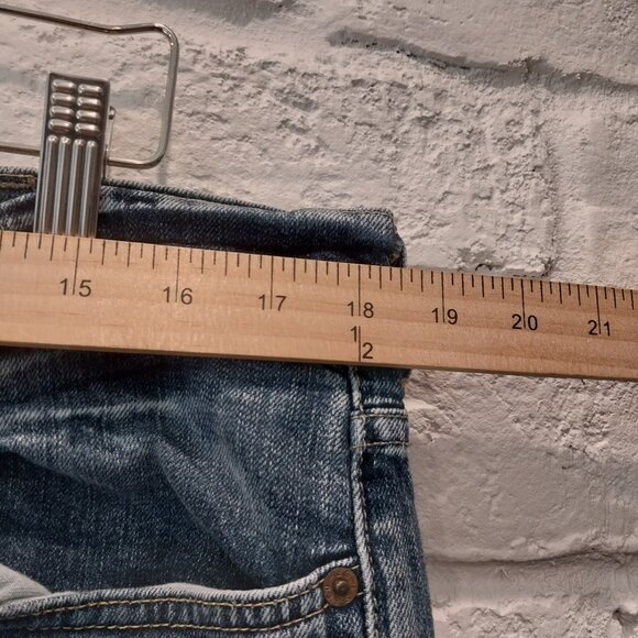 Levis 513 Jeans Mens 38x32 Blue Denim Whiskers Straight Leg Faded Stretch - Picture 6 of 12